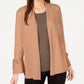 Cardigan feminino Alfani com manga amarrada, marrom, tamanho médio