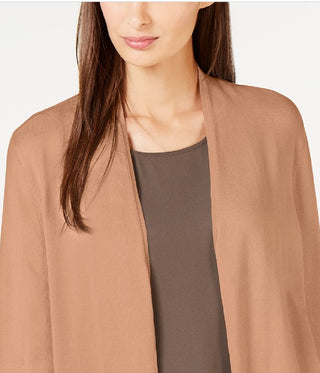 Cardigan feminino Alfani com manga amarrada, marrom, tamanho médio