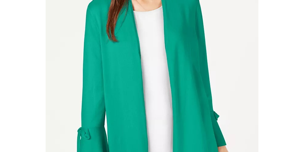Cardigan feminino Alfani com manga amarrada, vermelho, tamanho pequeno