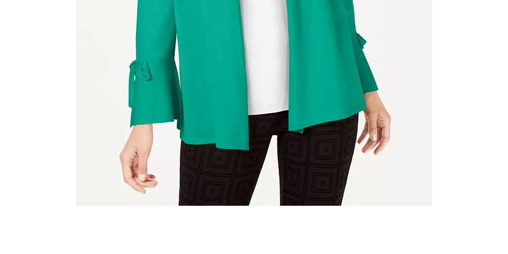 Cardigan feminino Alfani com manga amarrada, vermelho, tamanho pequeno