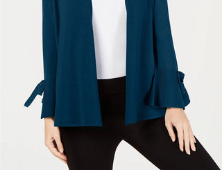 Cardigan Alfani Feminino Petite com Manga Amarrada Verde Escuro Tamanho Petite Médio