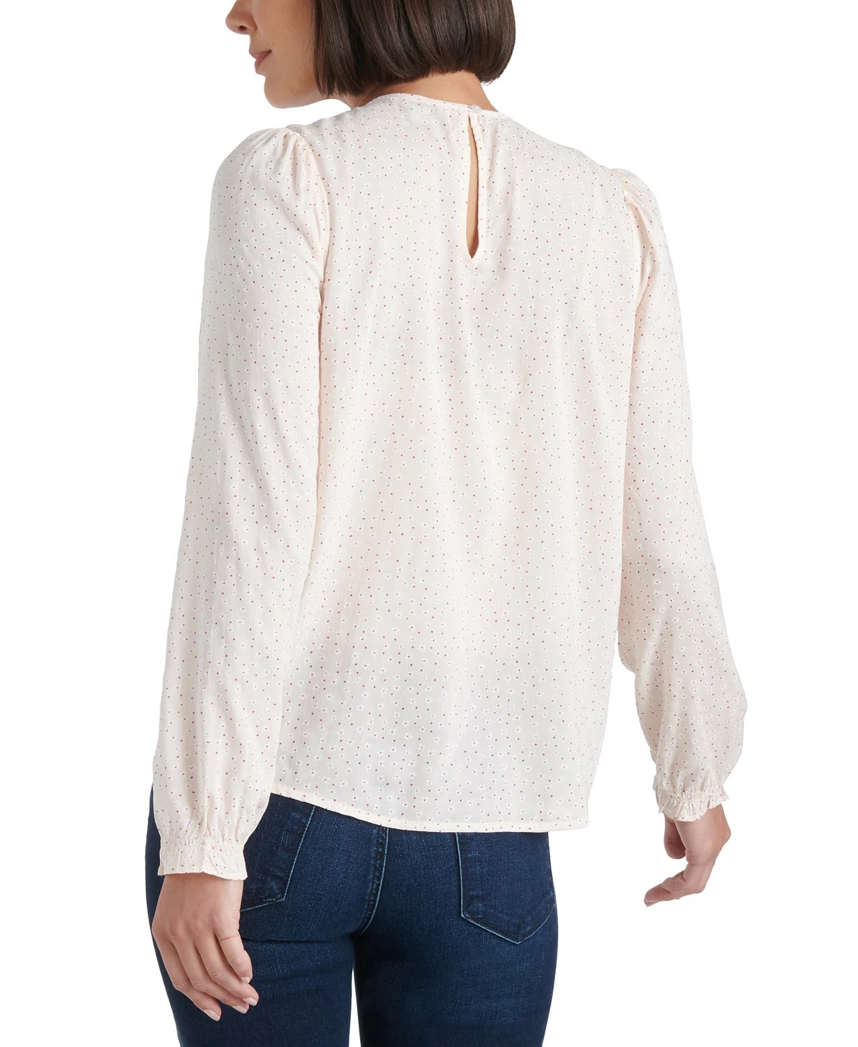 Blusa feminina Lucky Brand Lea Floral Pintuck manga comprida tamanho rosa tamanho pequeno