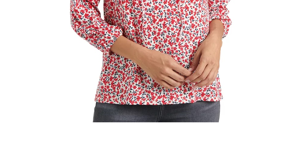 Blusa feminina Lucky Brand de algodão estampado, tamanho extra pequeno, vermelha