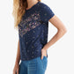 Camiseta feminina com estampa floral Lucky Brand, azul, tamanho X-S