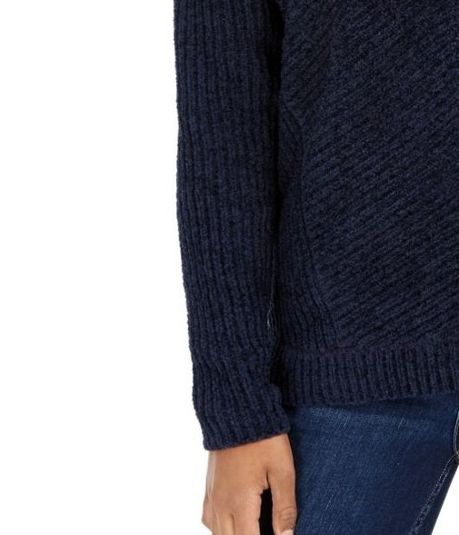 Suéter feminino Lucky Brand Chevron canelado em chenille, azul marinho, tamanho médio