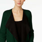 Cardigan Alfani Feminino Colorblocked Aberto na Frente Verde Escuro Tamanho Extra Grande
