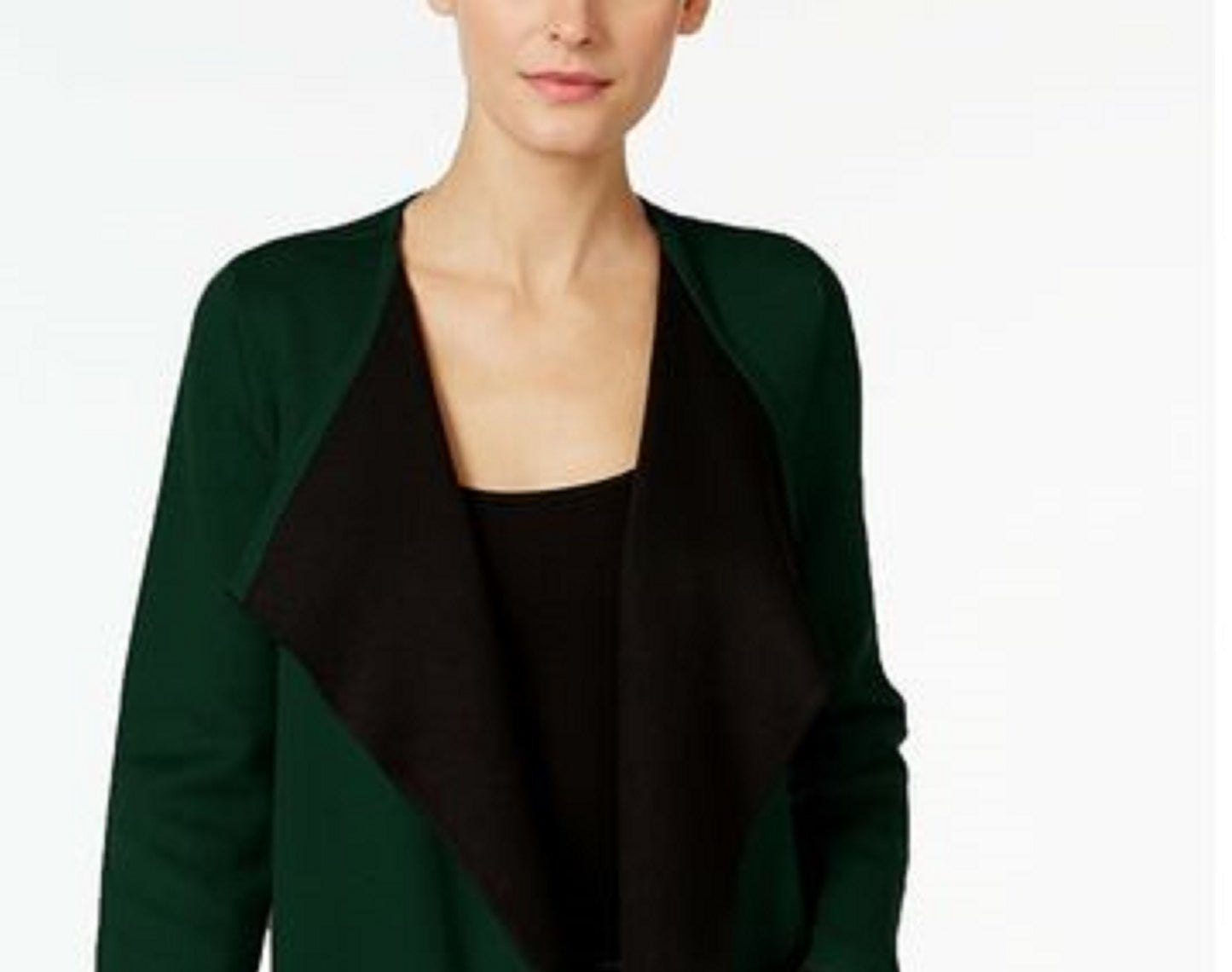 Cardigan Alfani Feminino Colorblocked Aberto na Frente Verde Escuro Tamanho Extra Grande