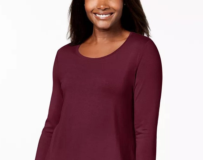 Top com decote redondo da coleção feminina JM em roxo regular e pequeno, tamanho extra grande