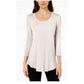 JM Collection Top feminino com decote redondo, bege escuro, tamanho grande