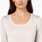 JM Collection Top feminino com decote redondo, bege escuro, tamanho grande