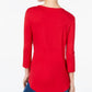 Blusa feminina com decote redondo JM Collection, tamanho regular e vermelho, tamanho extrapequeno