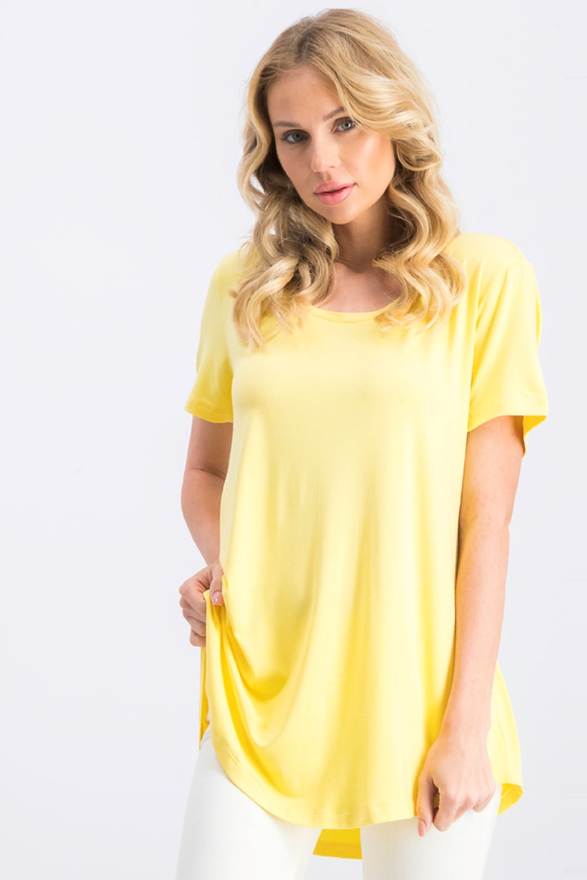 Top decote redondo da coleção feminina JM, dourado, tamanho pequeno