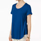 JM Women's Collection Top com decote redondo azul brilhante tamanho pequeno