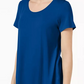 JM Women's Collection Top com decote redondo azul brilhante tamanho pequeno