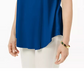 JM Women's Collection Top com decote redondo azul brilhante tamanho pequeno