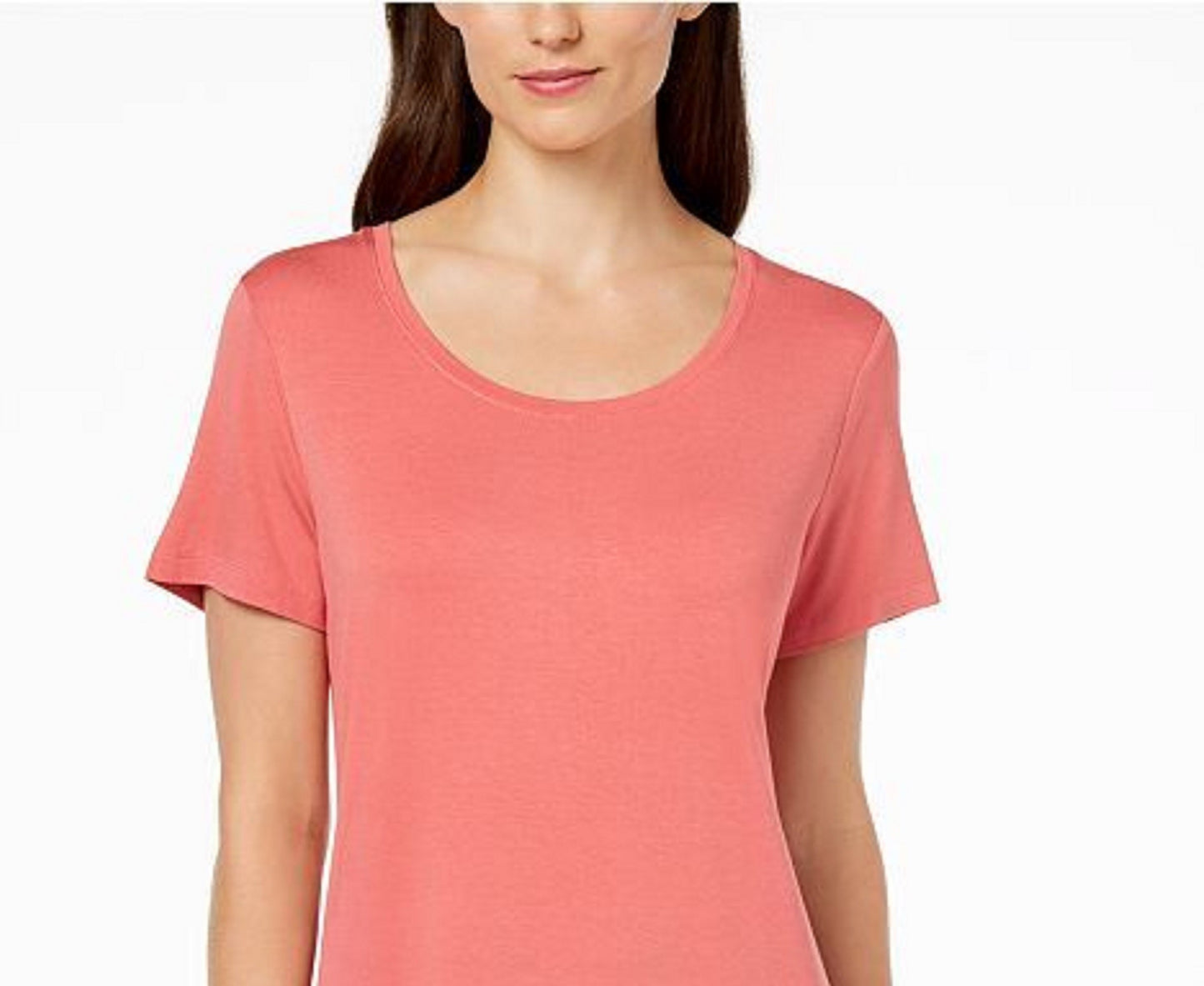 Top decote redondo da coleção feminina JM, rosa médio, tamanho médio