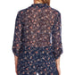Blusa feminina Vince Camuto com estampa floral e franzido no ombro, azul, tamanho médio