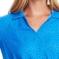 Vince Camuto Blusa feminina Ditsy Fragments manga comprida com cinto tamanho azul tamanho pequeno