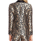 Blazer feminino Vince Camuto com estampa de leopardo e jacquard, tamanho 0 - preto e cinza, tamanho 0