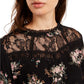 Blusa com babados e acabamento em renda da American Rag Juniors, preta, tamanho extra pequeno