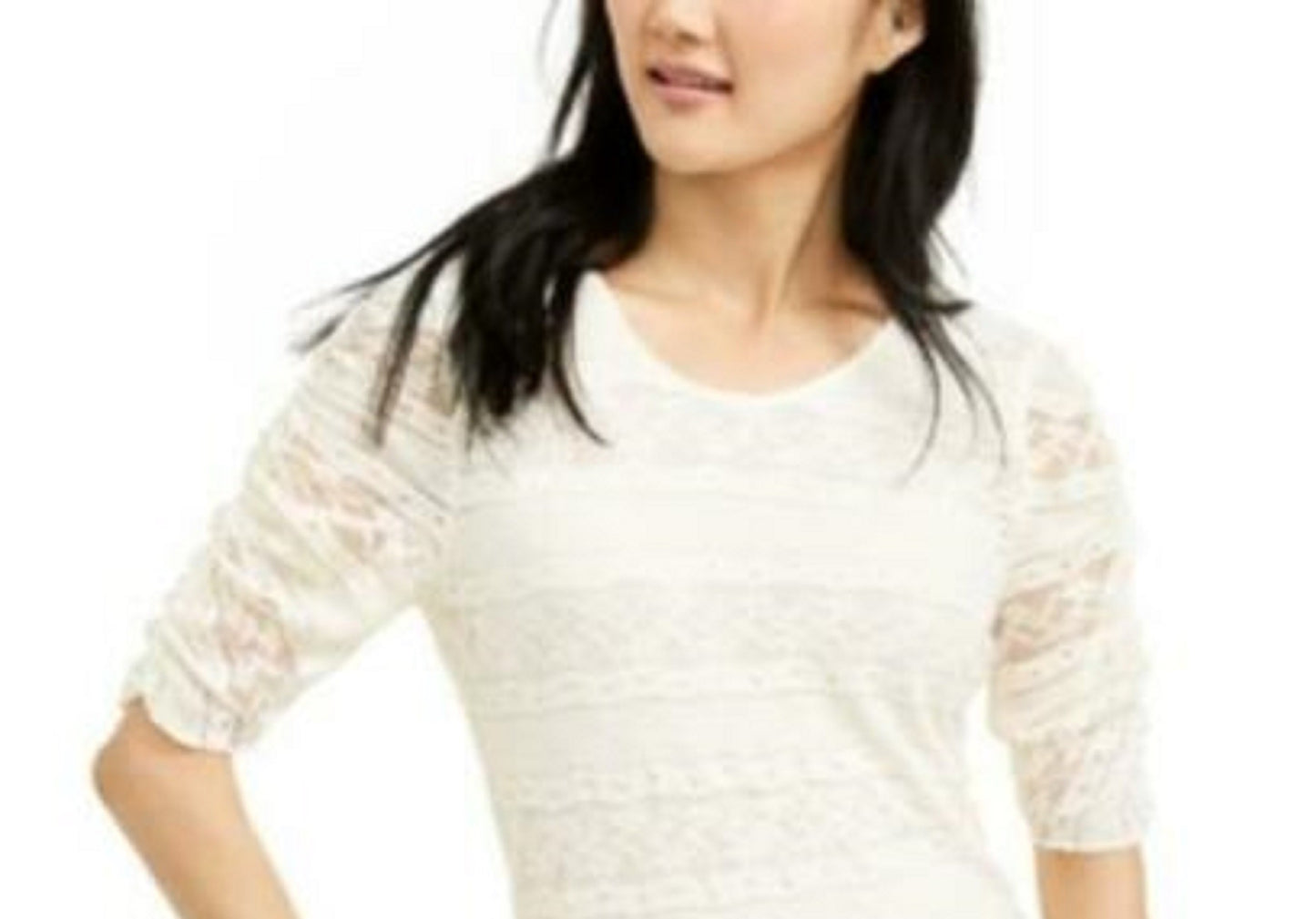 Blusa de renda com amarração nas costas da American Rag Juniors, tamanho médio, branca