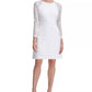 Vestido feminino Tommy Hilfiger com manga de renda e corte A, branco, tamanho 8
