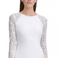 Vestido feminino Tommy Hilfiger com manga de renda e corte A, branco, tamanho 8