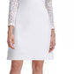 Vestido feminino Tommy Hilfiger com manga de renda e corte A, branco, tamanho 8