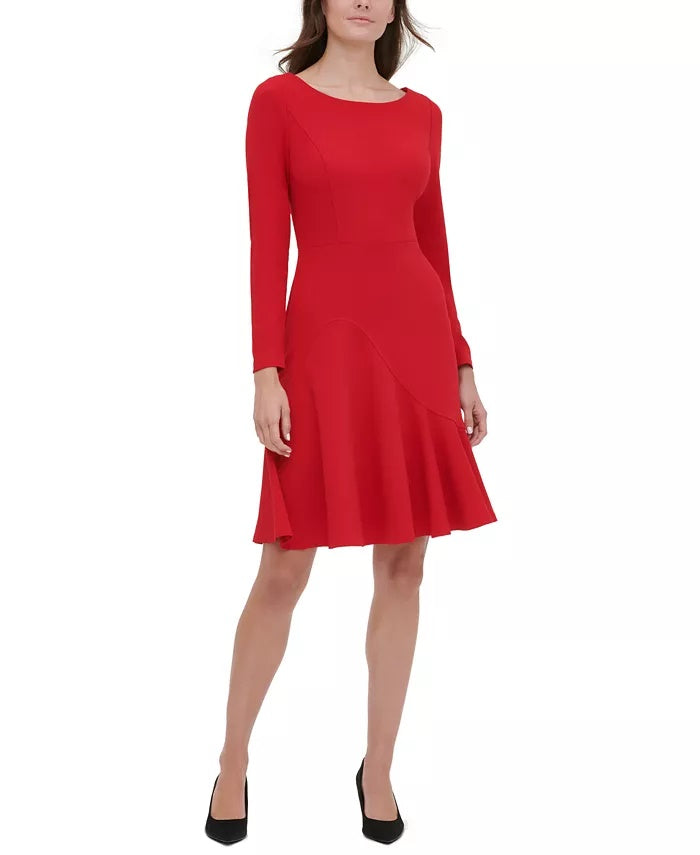 Vestido assimétrico e evasê Tommy Hilfiger feminino, vermelho, tamanho 6