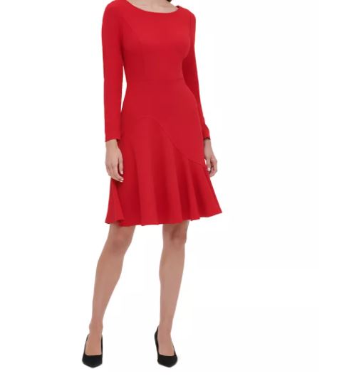 Vestido assimétrico e evasê Tommy Hilfiger feminino, vermelho, tamanho 6