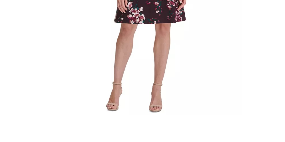 Vestido evasê floral feminino Tommy Hilfiger, roxo, tamanho 12