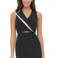 Vestido tubinho com cinto e lapela Tommy Hilfiger feminino, preto, tamanho 14