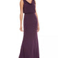 Vestido feminino Adrianna Papell Bluson com decote em V, roxo, tamanho 10