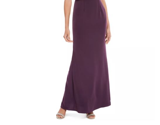 Vestido feminino Adrianna Papell Bluson com decote em V, roxo, tamanho 10