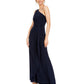 Vestido feminino Adrianna Papell de um ombro só, azul-marinho, tamanho 6