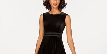 Vestido Calvin Klein Velvet Illusion A Line Feminino Preto Tamanho 16