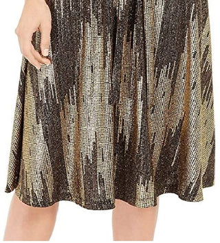 Vestido Calvin Klein Feminino de Malha com Cinto e Glitter, Cinza, Tamanho 10
