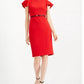 Vestido Calvin Klein Feminino com Cinto e Mangas Babadas, Vermelho, Tamanho 8