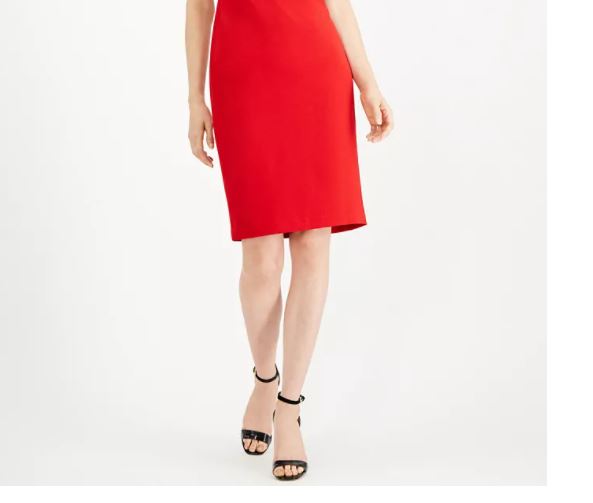 Vestido Calvin Klein Feminino com Cinto e Mangas Babadas, Vermelho, Tamanho 8