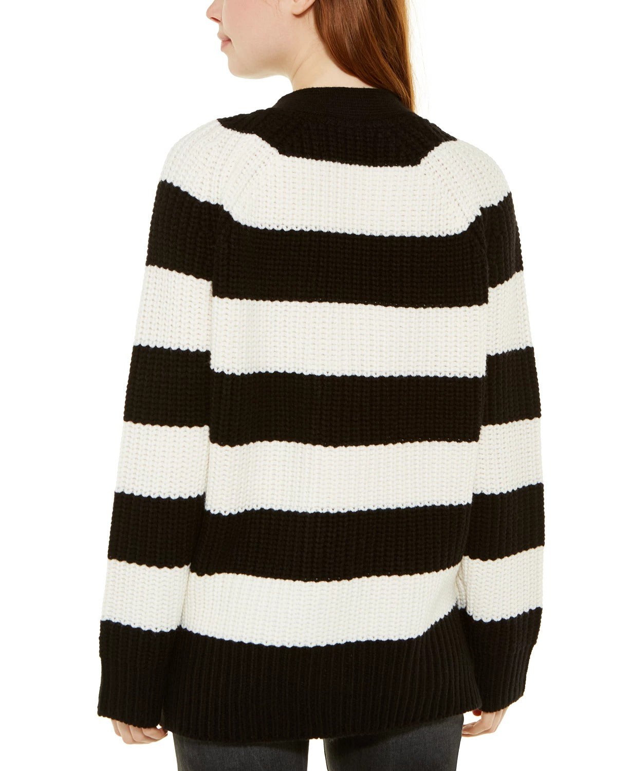 Cardigan listrado feminino Calvin Klein, branco, tamanho médio