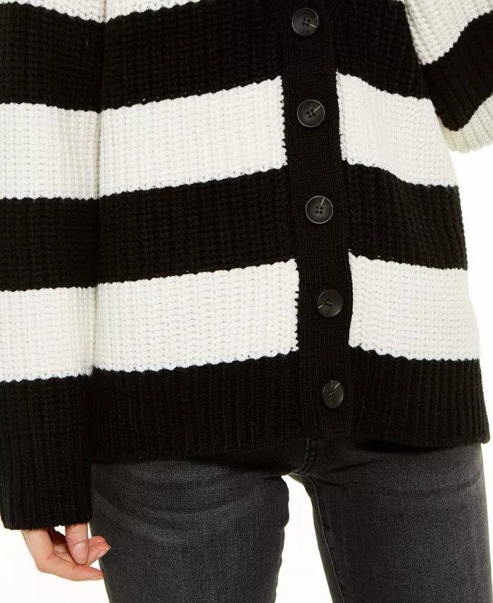 Cardigan listrado feminino Calvin Klein, branco, tamanho médio