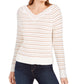 Suéter Calvin Klein Feminino Listrado Gola V Branco Tamanho Grande