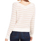 Suéter Calvin Klein Feminino Listrado Gola V Branco Tamanho Grande