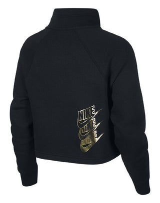 Pulôver Nike Plus Sportswear Shine Half Zip Feminino Cinza Escuro Tamanho GG