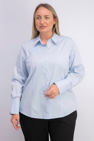 Camisa Calvin Klein Plus Size Feminina de Algodão com Gola Azul Tamanho 20W