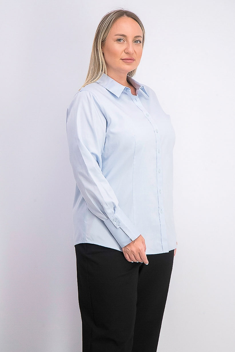 Camisa Calvin Klein Plus Size Feminina de Algodão com Gola Azul Tamanho 20W