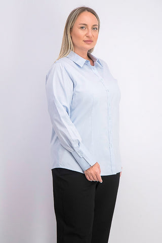 Camisa Calvin Klein Plus Size Feminina de Algodão com Gola Azul Tamanho 20W
