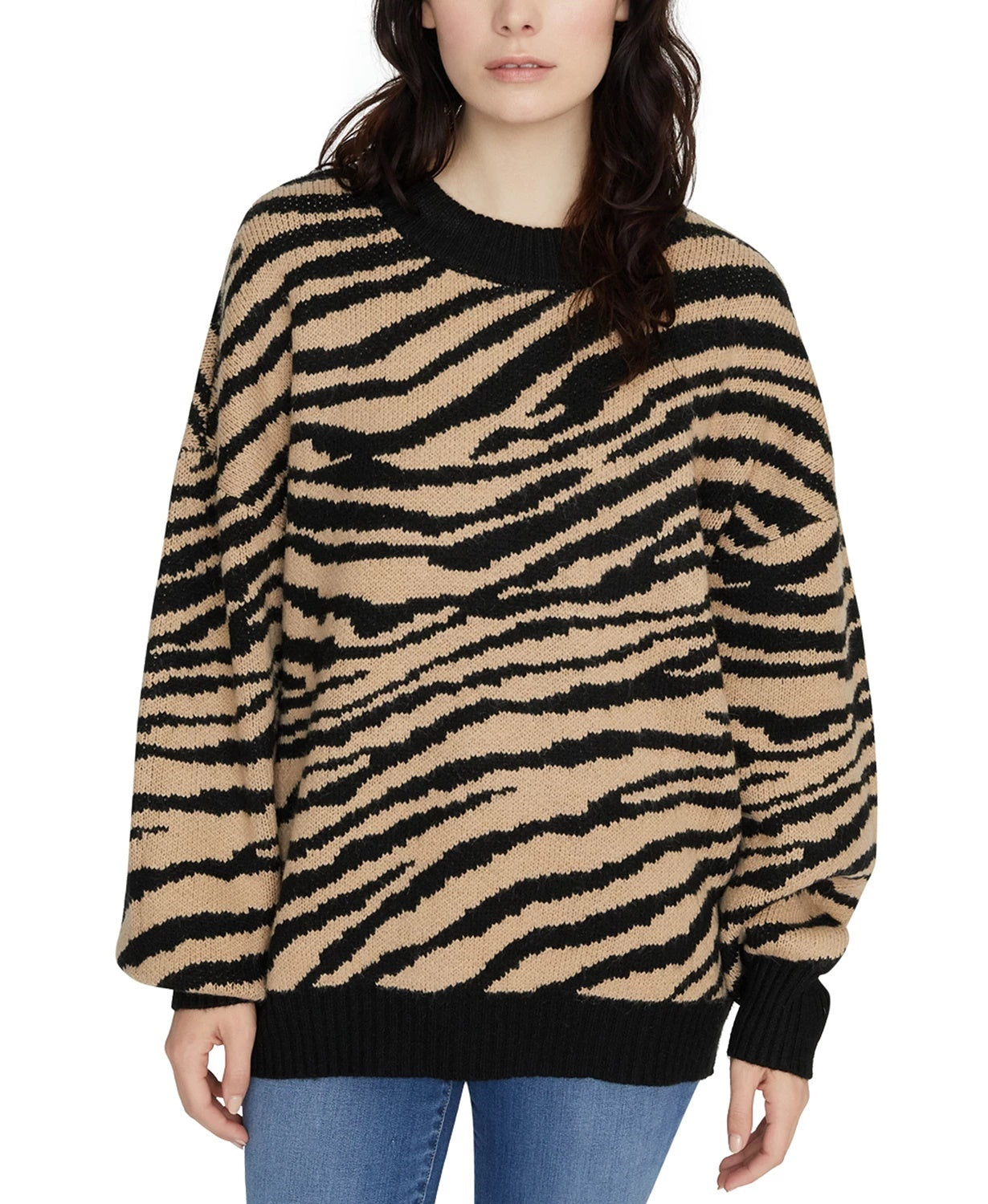 Suéter feminino Sanctuary Wild Kingdom com estampa animal, preto, tamanho grande