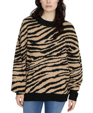 Suéter feminino Sanctuary Wild Kingdom com estampa animal, preto, tamanho grande