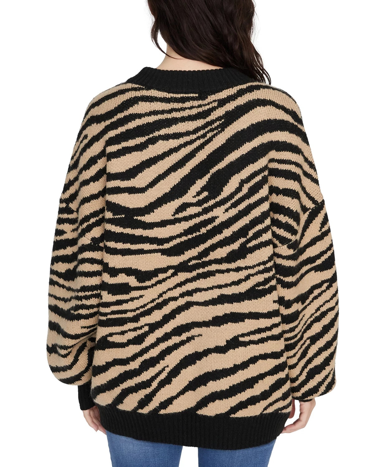Suéter feminino Sanctuary Wild Kingdom com estampa animal, preto, tamanho grande